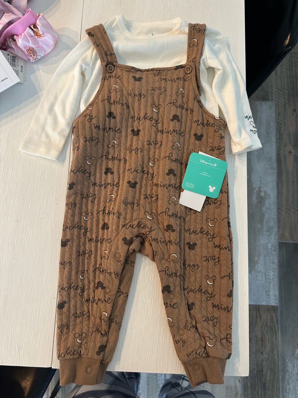 Disney Baby Brown Minnie & Mickey Print Jumpsuit